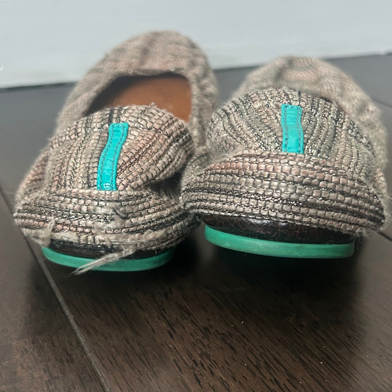 Tieks by Gavrieli Women 10 Mojave Woven Metallic Ballet Flats Brown Gray