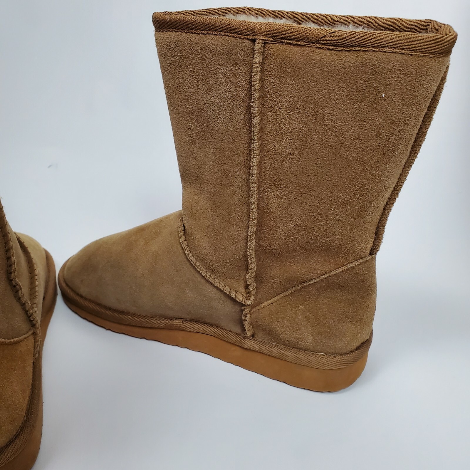 NINE WEST Women’s Suede Leather Upper Boots Fox Fur Hickory/Light Brown Size 6