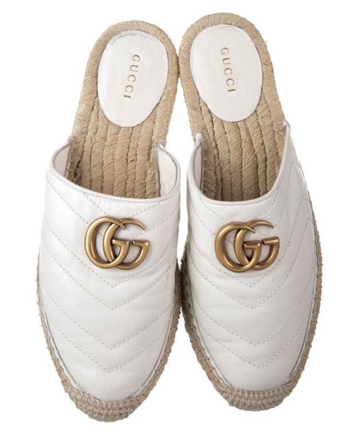 Gucci Marmont espadrille flats black quilted size 6.5 double G GG