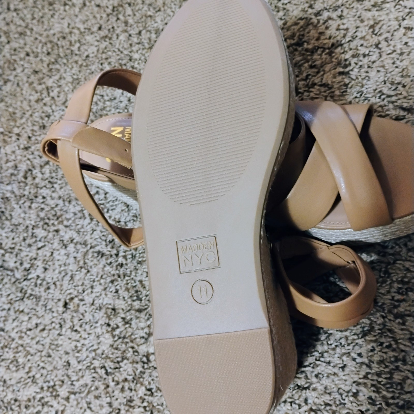 Madden NYC Woven Tan Strappy Wedge Sandals Size 11 New With Box