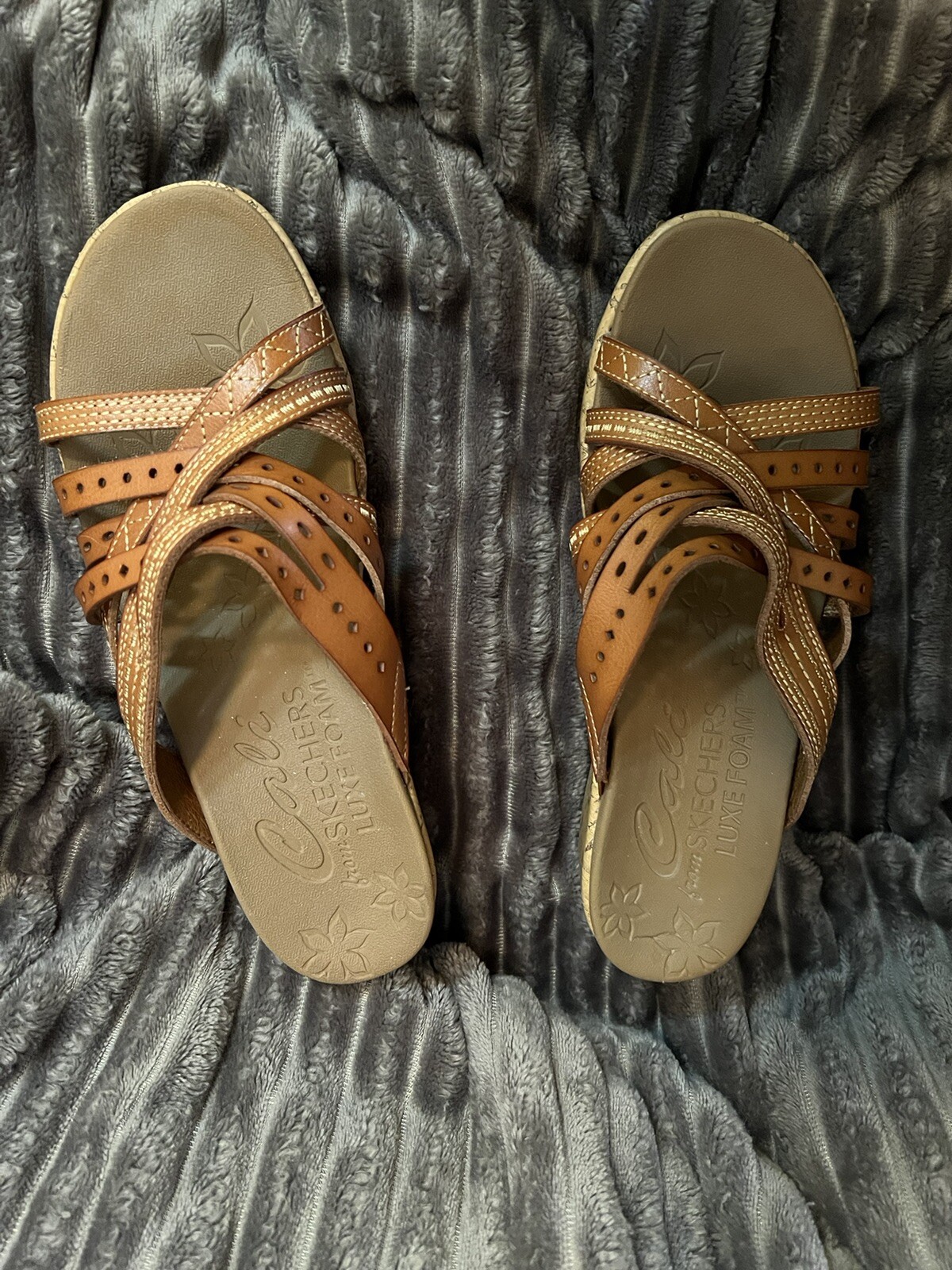 Cali From Skechers Sandal Luxe Foam Beverlee Tiger Posse Womens Size 8.5 Slip-on