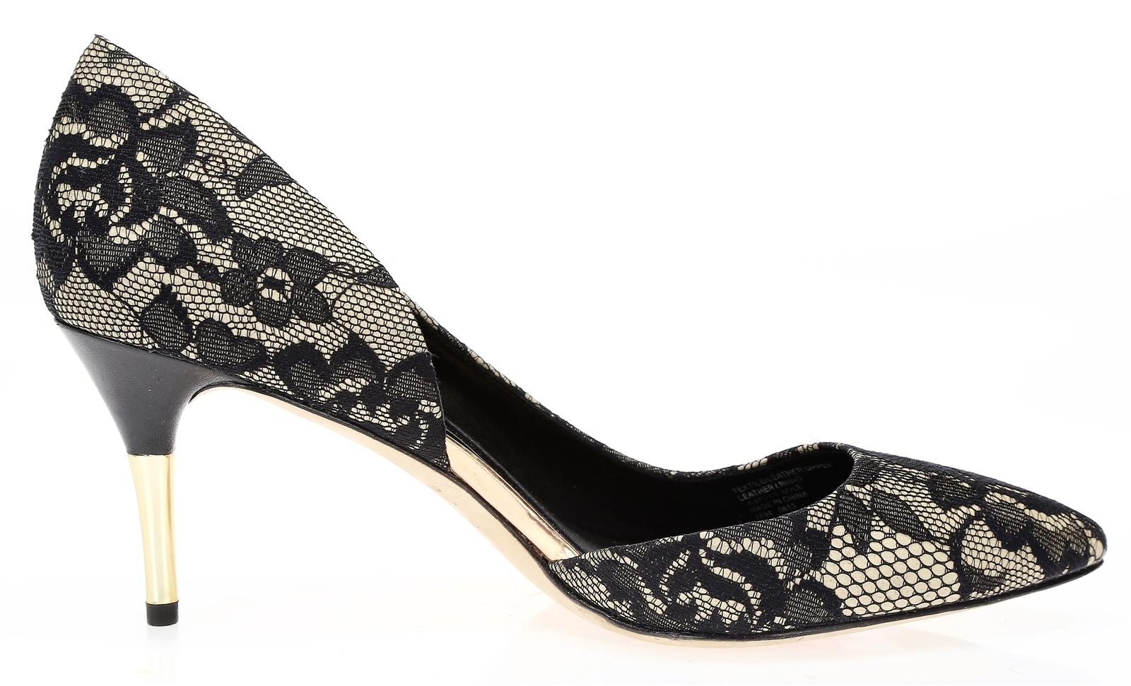 BRIAN ATWOOD Womens ‘Macias’ Black & Beige Lace Pointed Toe Sz 9 Pumps 212402