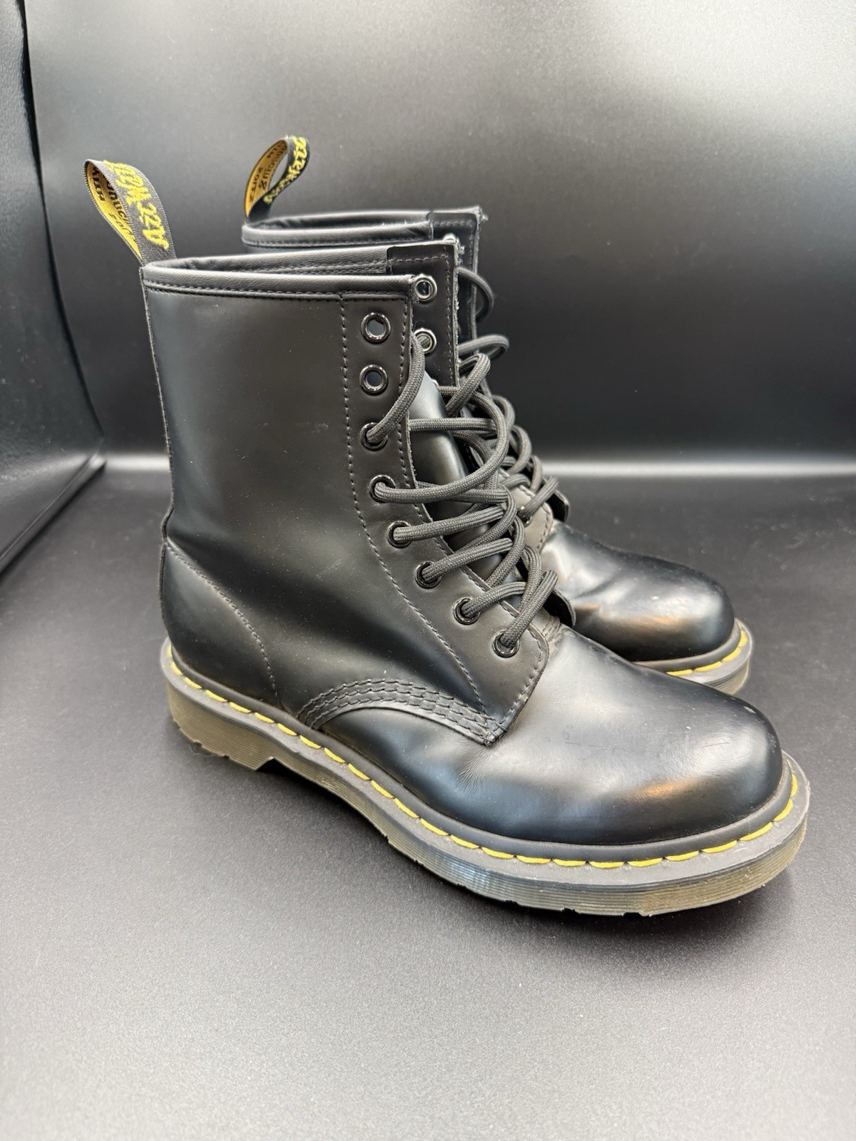Dr Martens 1460 Women’s 8 Black Smooth Leather 8 Eye Lace Up Combat Boots