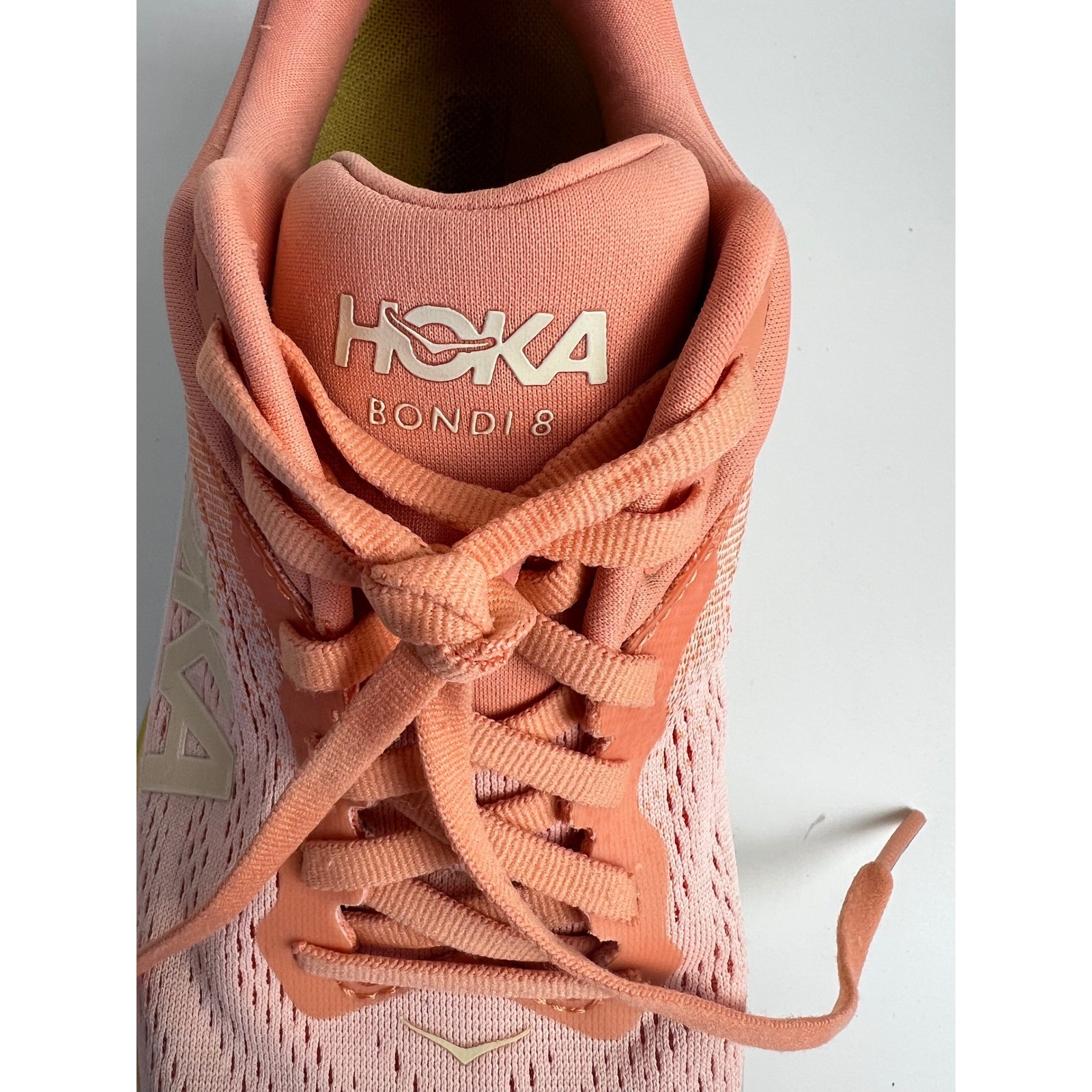 HOKA Bondi 8 US 8B Pink Peach Running Walking Shoes Cushioned Sneakers Athletic