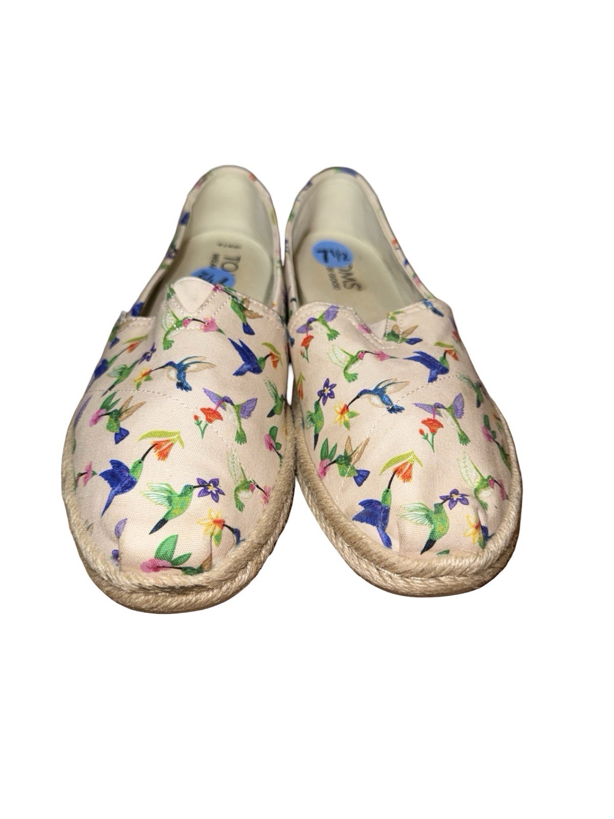 TOMS Women’s Classic Alpargata Hummingbird Print Canvas Slip On Shoes Size 7.5