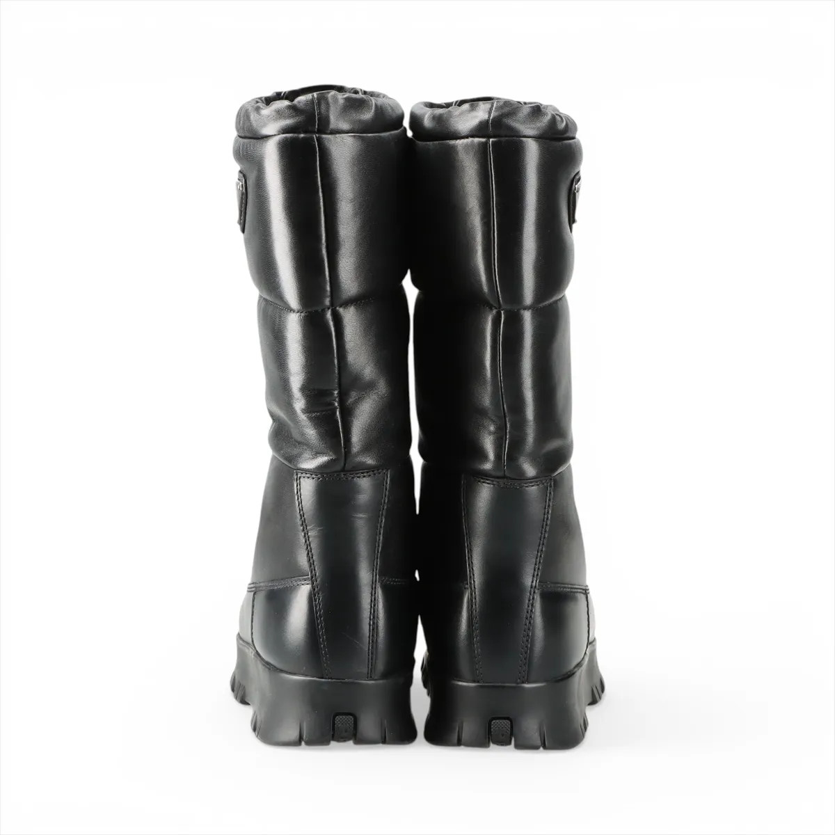 Prada Triangle logo Leather Long boots 36 Ladies’ Black Boa Comes with box