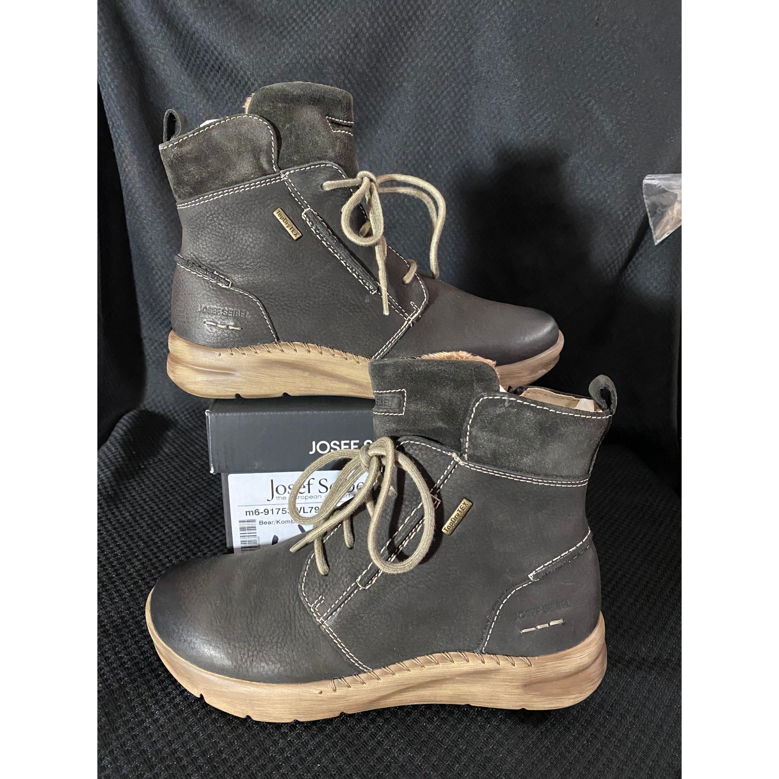 Josef Seibel Conny 53 Titan Grey Leather Waterproof Boots EU 37 NEW
