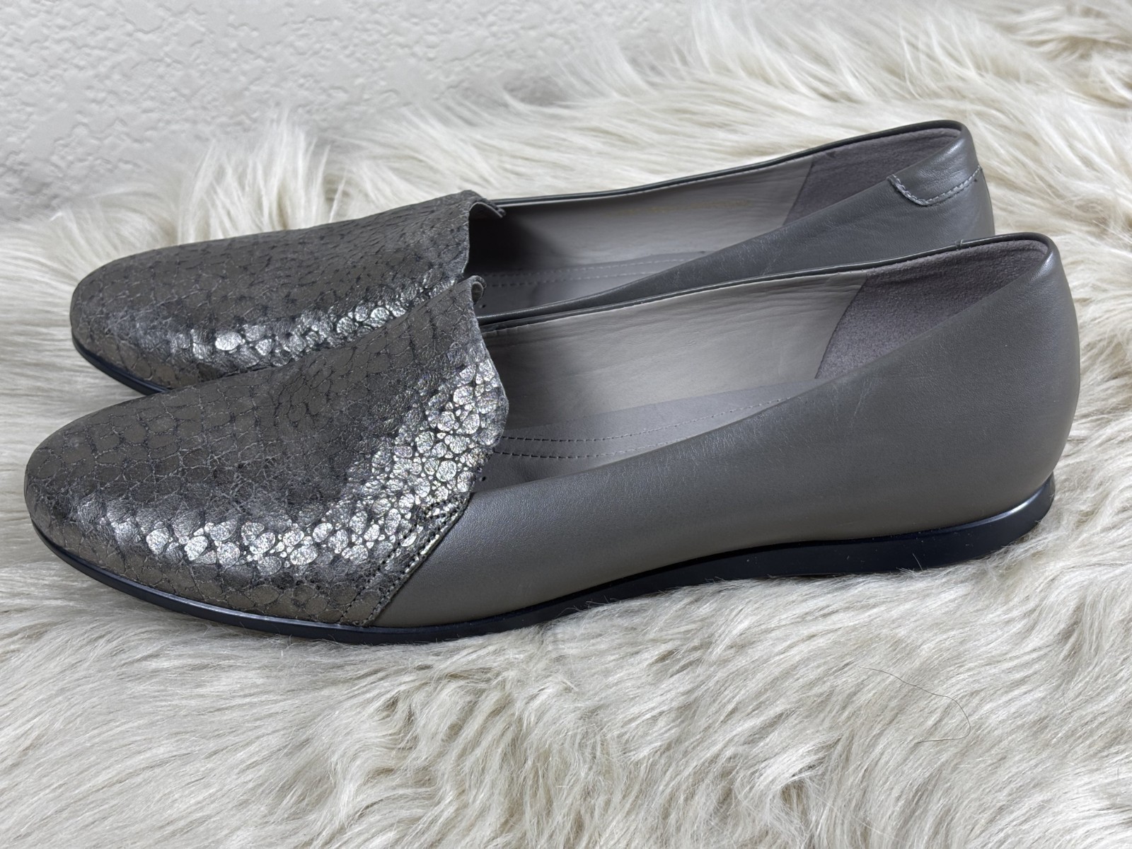 ECCO Touch 35 Loafers Women’s EU 41 US 10.5 Gray Leather Slip On Comfort