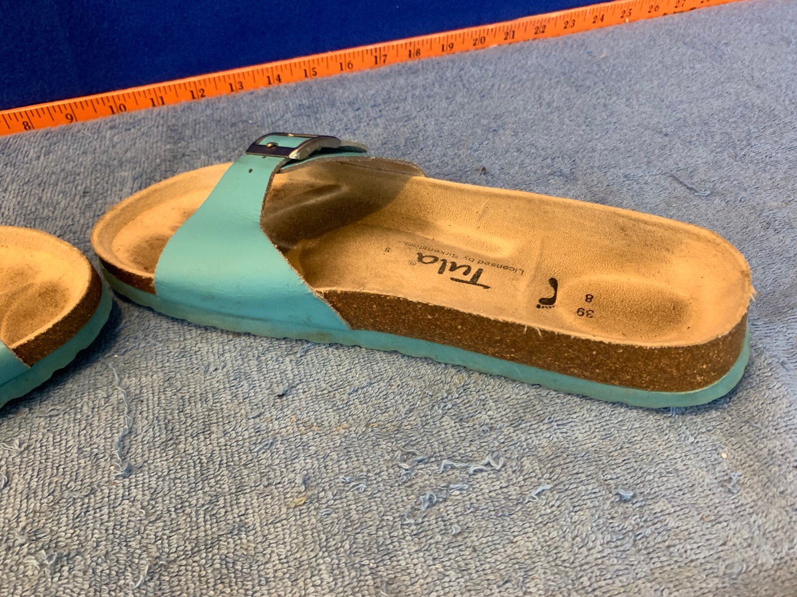 Tula By Birkenstock Madrid Slip On Sandals Slides Turquoise / Blue Size 39 us 8
