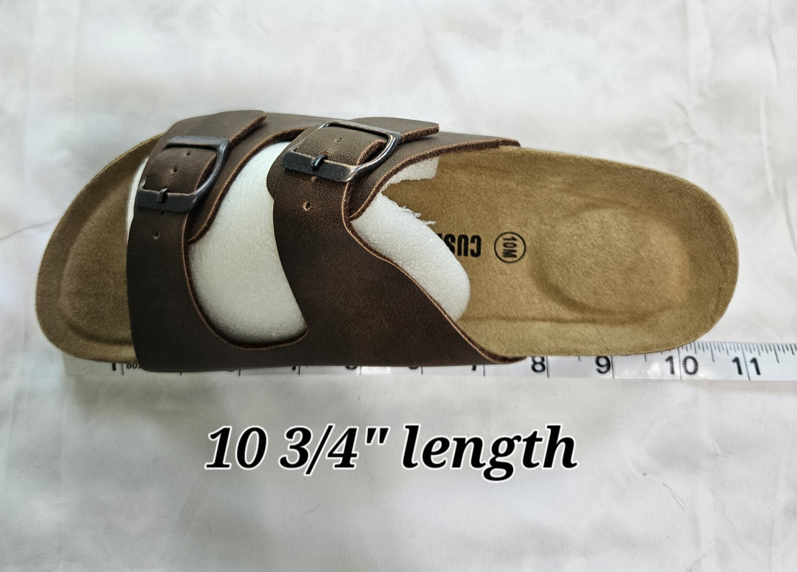 Cushionaire Womens 10M Cork Footbed Sandals Lane Brown Oily Double Buckle