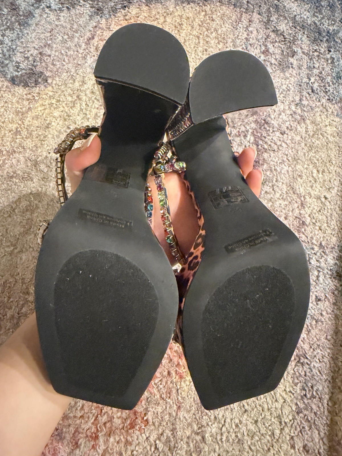 NWT Jeffrey Campbell Nuite Leopard Print Rhinestone Platform Sandals 6.5