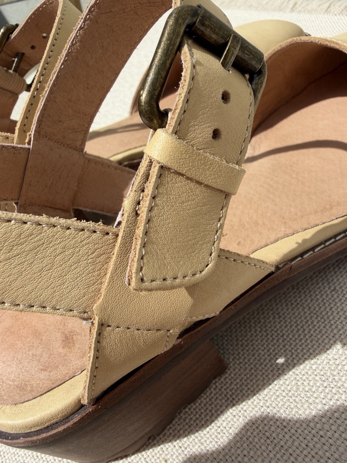 Madewell Claudie Lugsole Mary Jane Heels US 6.5 Beige Leather EUC