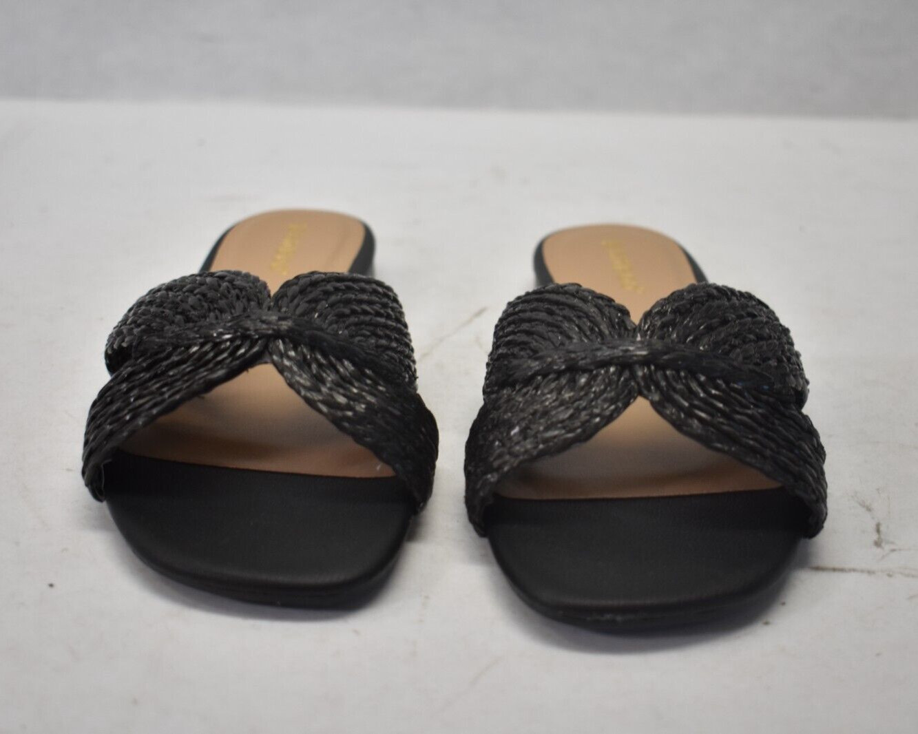 Bamboo Eclipse Black Woven Womens Sandals Slip On Open Toe Shoes Size 7-1/2
