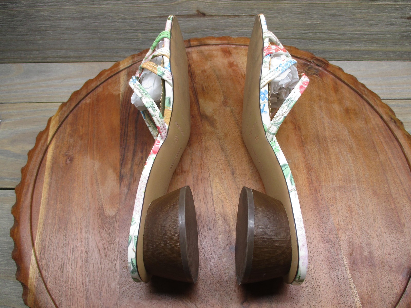 Vince Camuto Sandals Womens Size 11 Multicolor Floral Slide Cone Heel Shoes