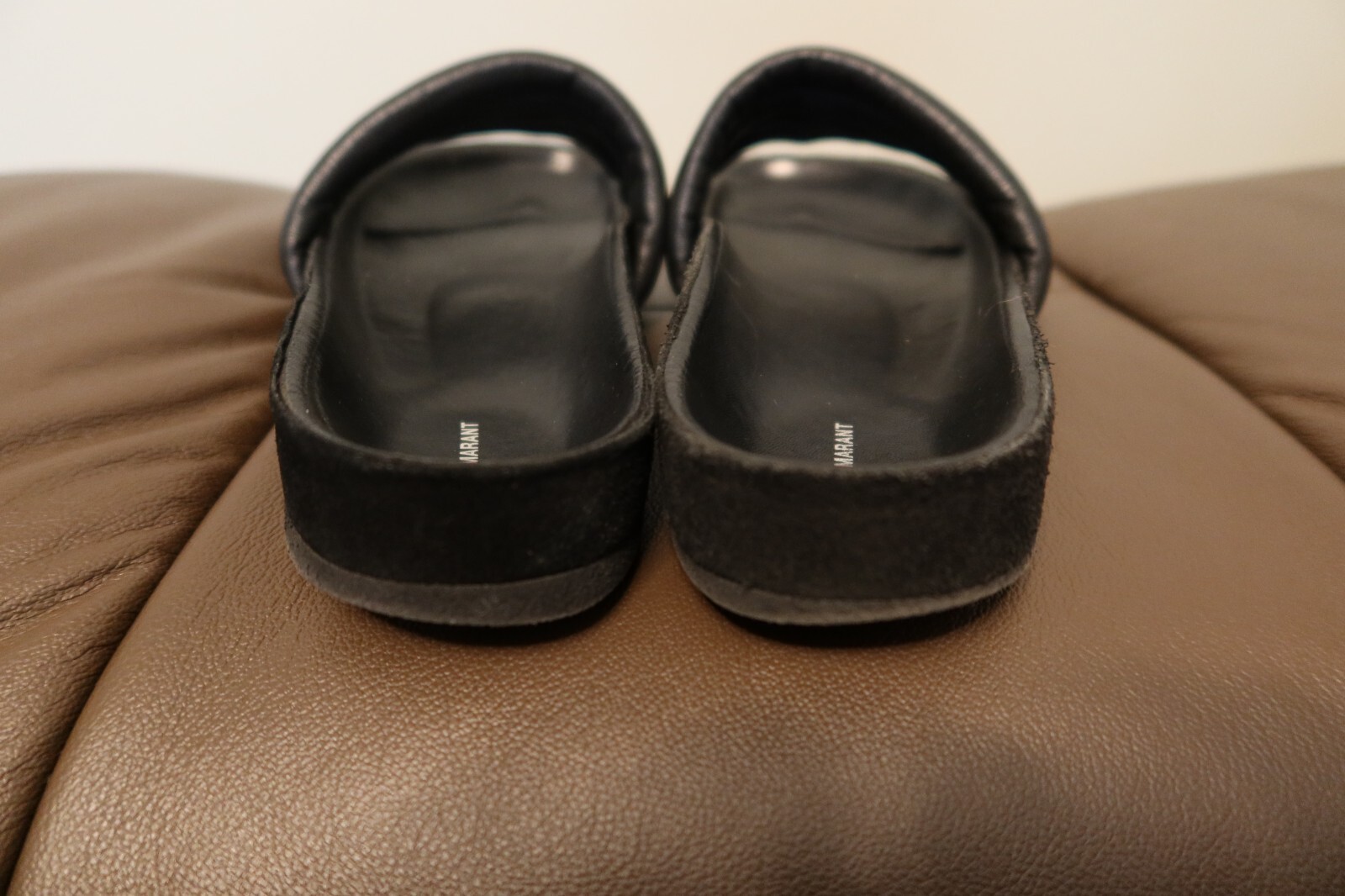 $430 Isabel Marant Hellea black lamb leather padded sandals size 36 with box