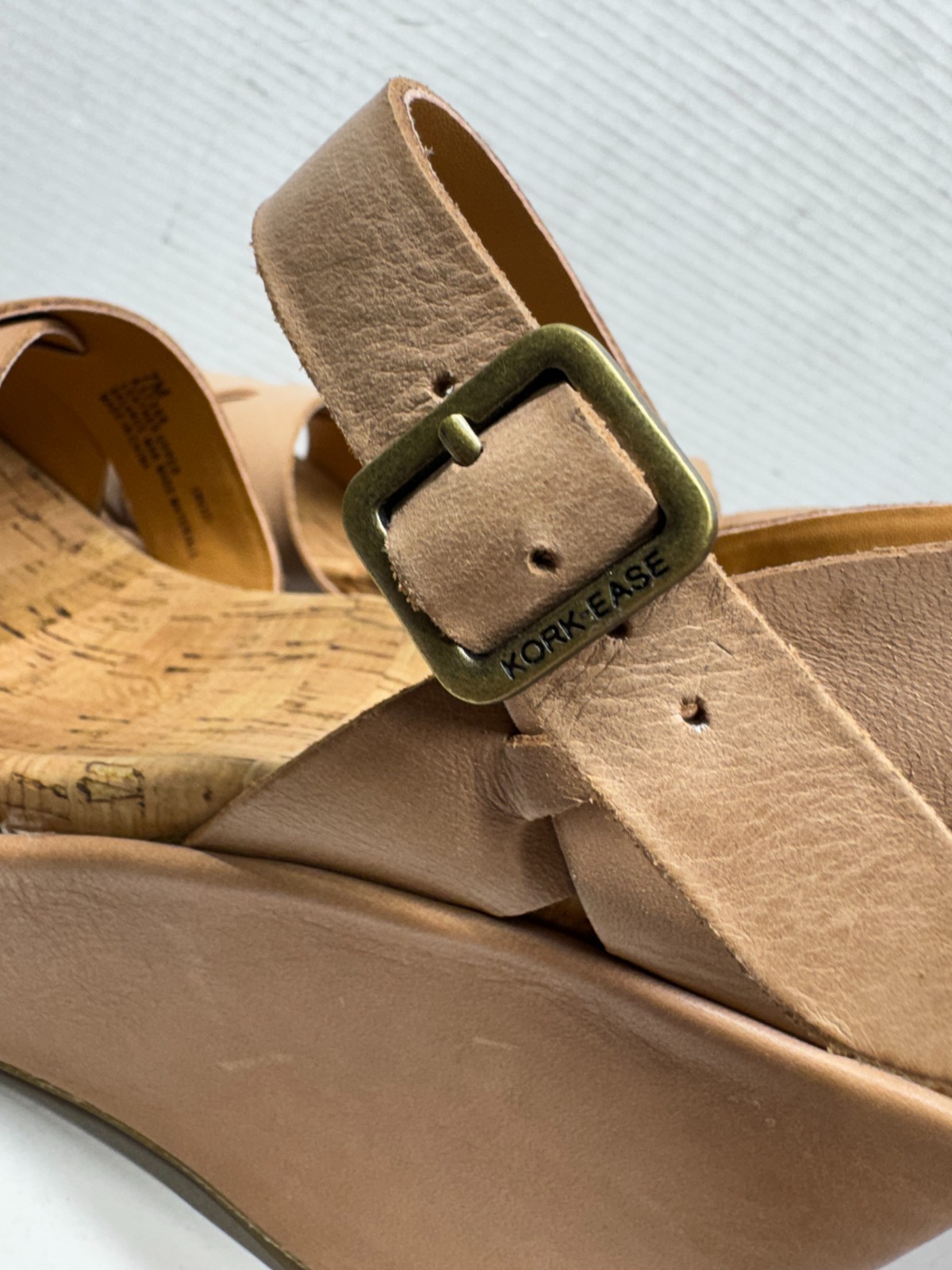 Kork Ease Ava 2.0 Sandals Womens Leather Blush 3″ Wedge Heel Cork 7M 1″ Platform