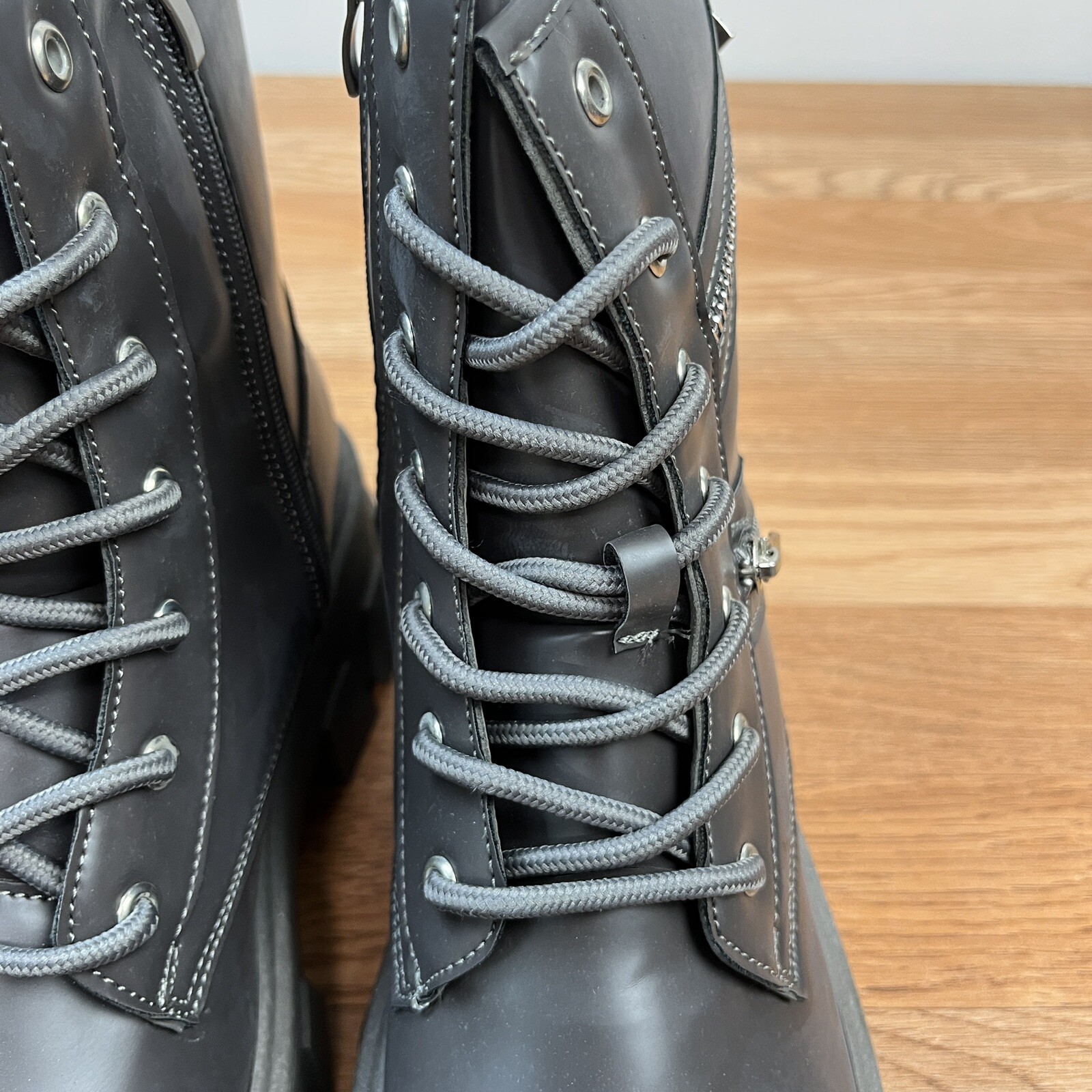 Olivia Miller Alexa Grey Combat Boots Women’s Size 10 NEW
