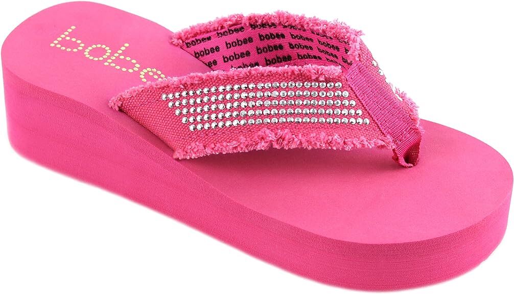 NEW !!! Bobee Fuchsia Pink Women’s EVA Platform Wedge Sandal Flip Flop Thong