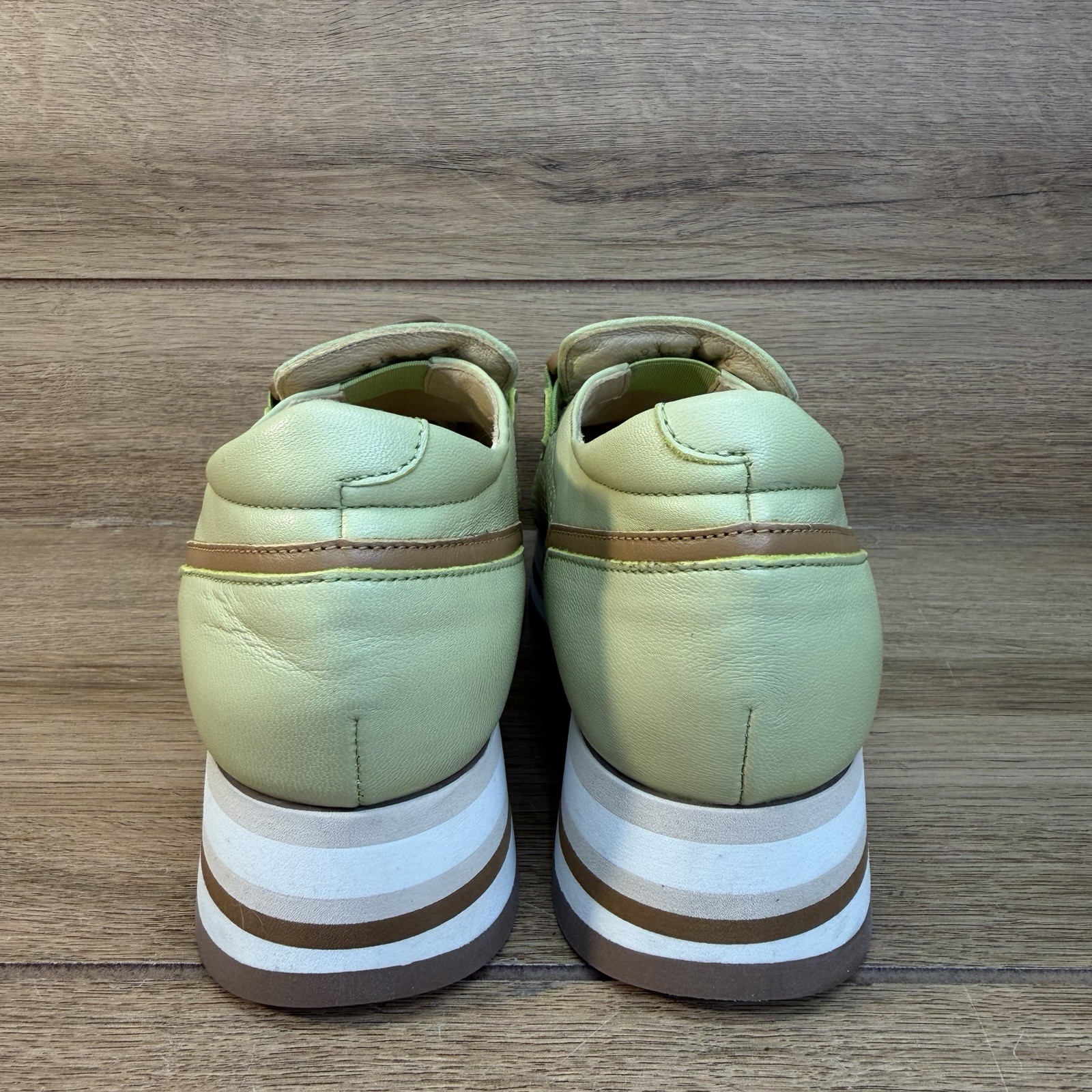 Softwaves Cadie Slip On Suede Platform Shoes Sz 36 US 5.5 Chain Green $350