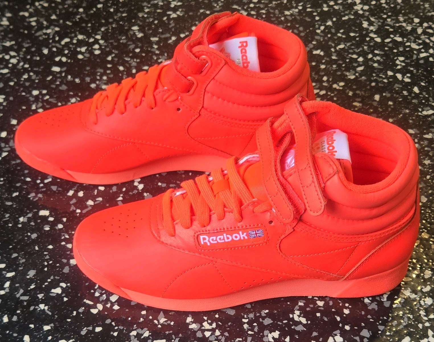 Reebok Freestyle Orange Flare W Women’s Leather Lace-Up Mid Top Sneakers GW7171
