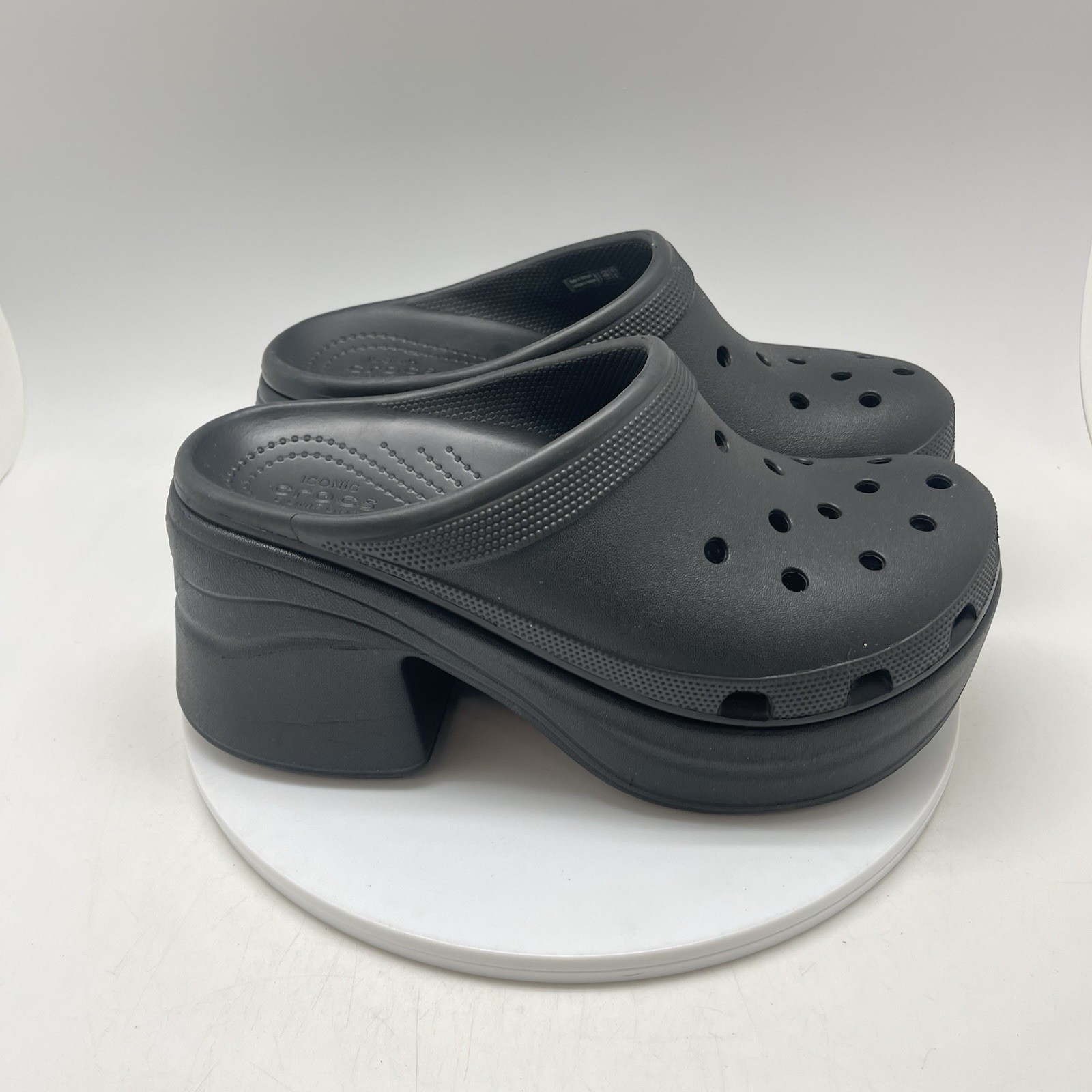 Crocs Siren Platform Clogs Womens 11 Black Heel Preppy Goth Platform Rubber