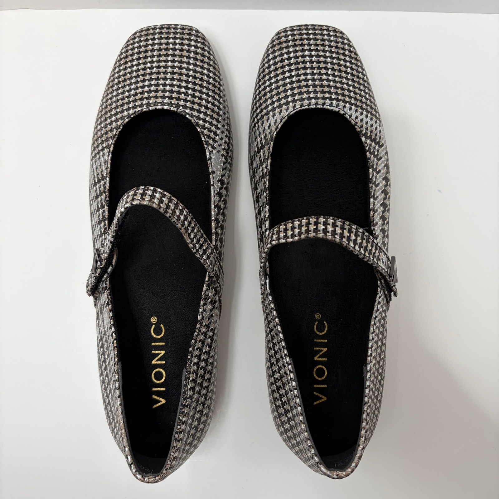 Vionic Alameda Houndstooth Mary Jane One Strap Flats Womens 6