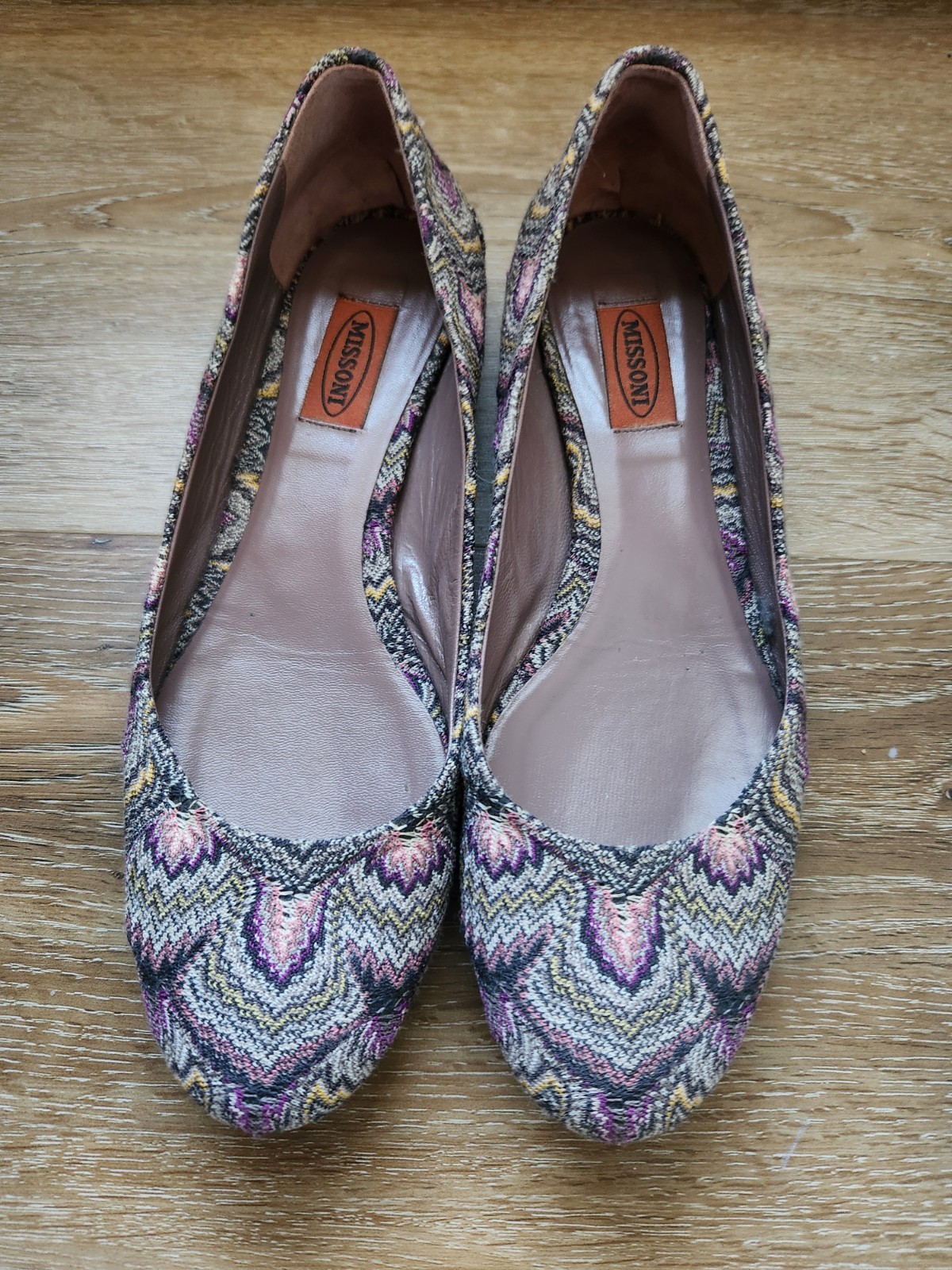 Authentic Missoni Chevron Ballet Flats Shoes EU 40 EXCELLENT CHIC Leather lined
