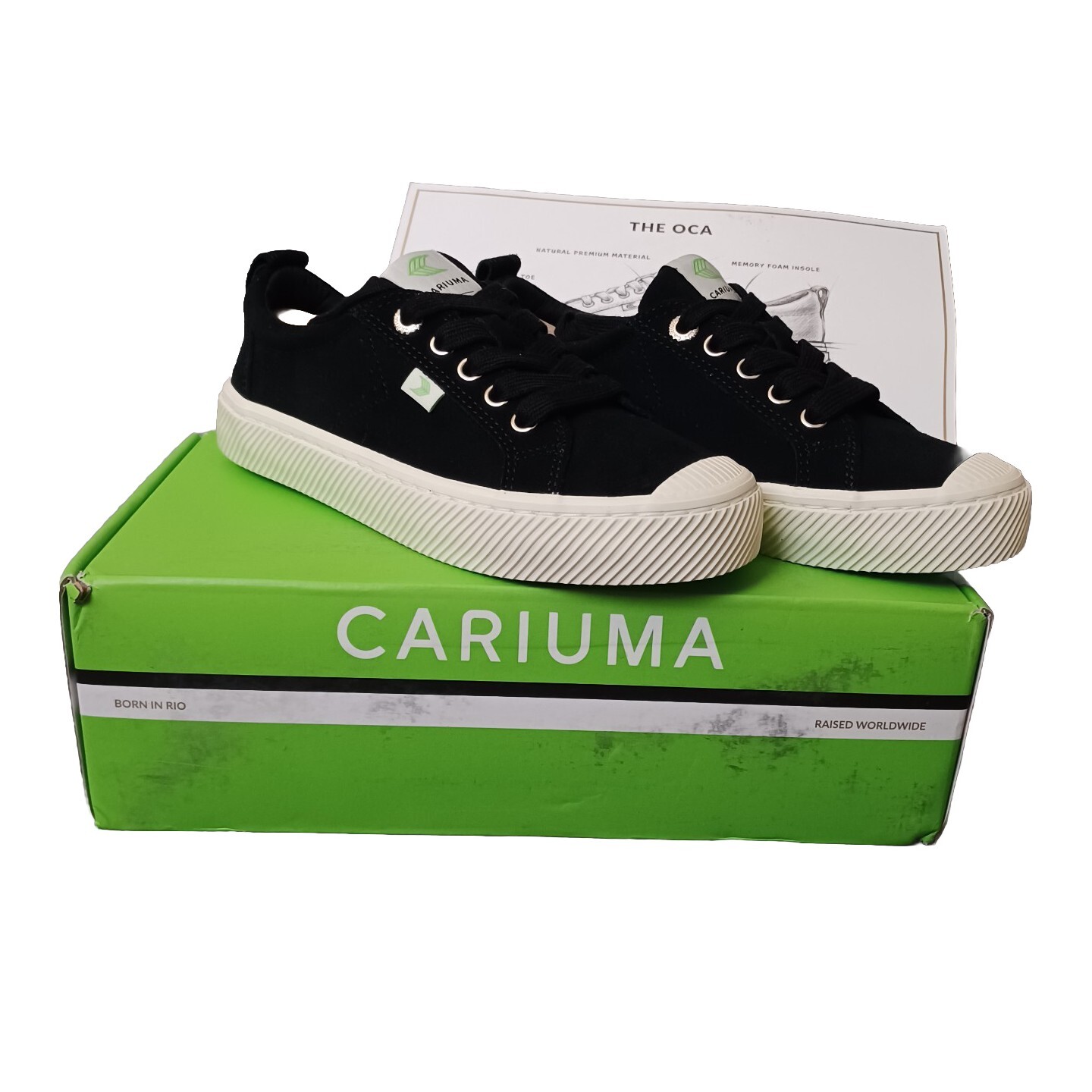 Cariuma OCA Sneakers Womens 6 Black Suede Low Top Shoes Eco Friendly