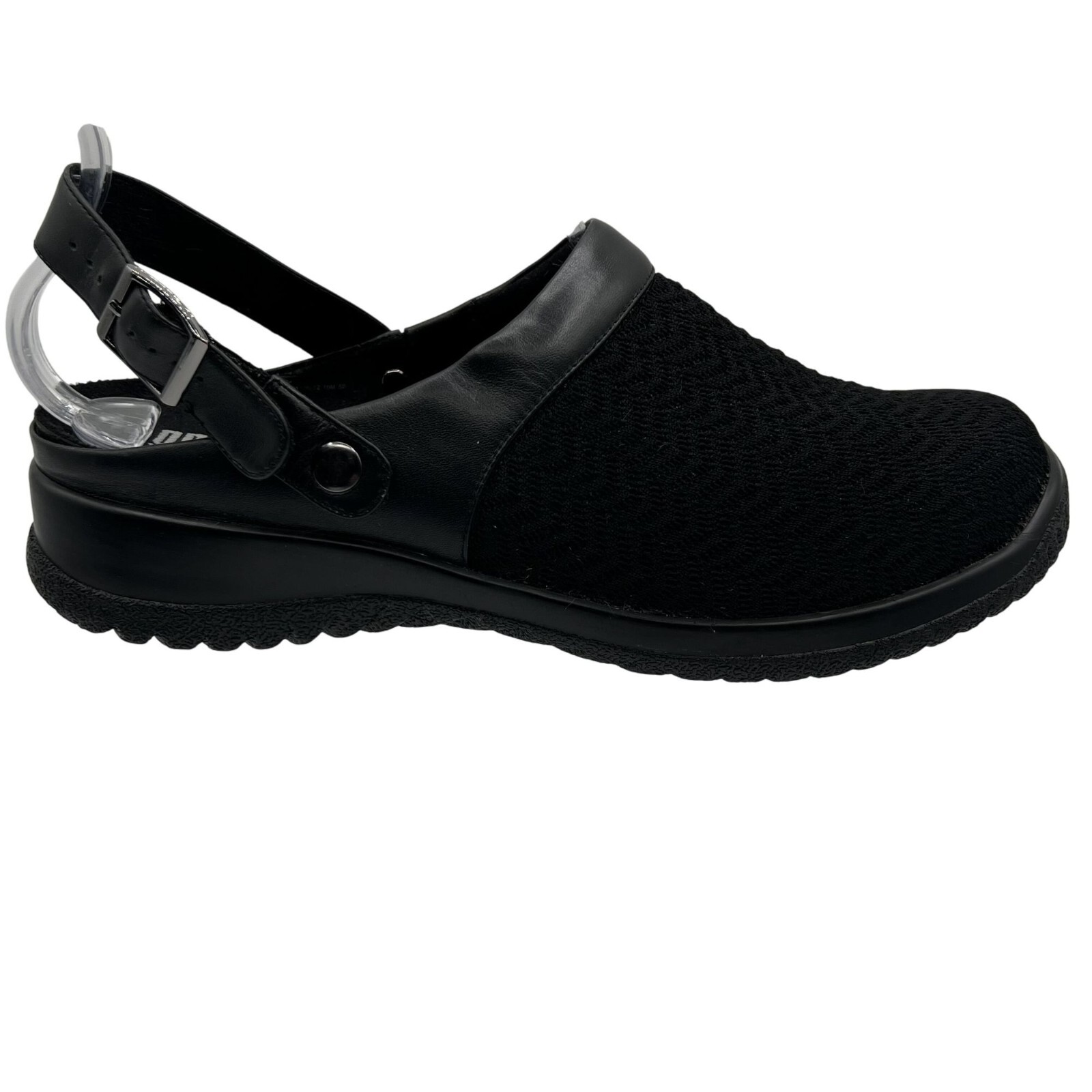 Drew Savannah Women 10 M Stretchable Clog Black Wavy Slip On Shoes Buckle Mule