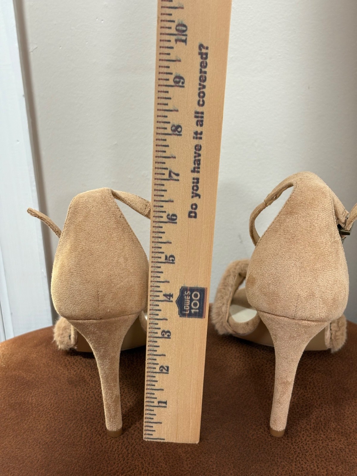 OASIS SOCIETY ALMOND FEATHER HEELS ANKLE STRAP SIZE 6 CASUAL PARTY WORK KHAKI