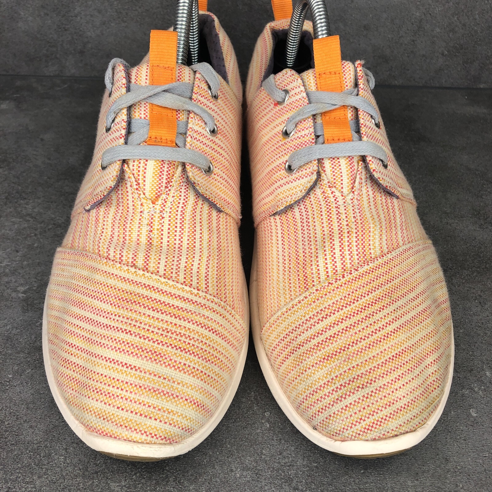 Toms Del Rey Canvas Sneaker Shoes, Orange Stripe, Women’s 9