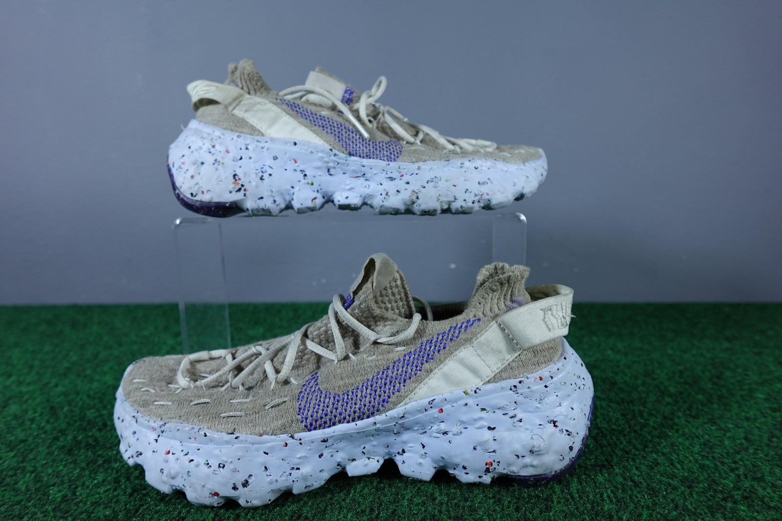 Nike Space Hippie 04 Shoes Womens Size 6.5 Beige Purple Knit Sneakers CD3476-101