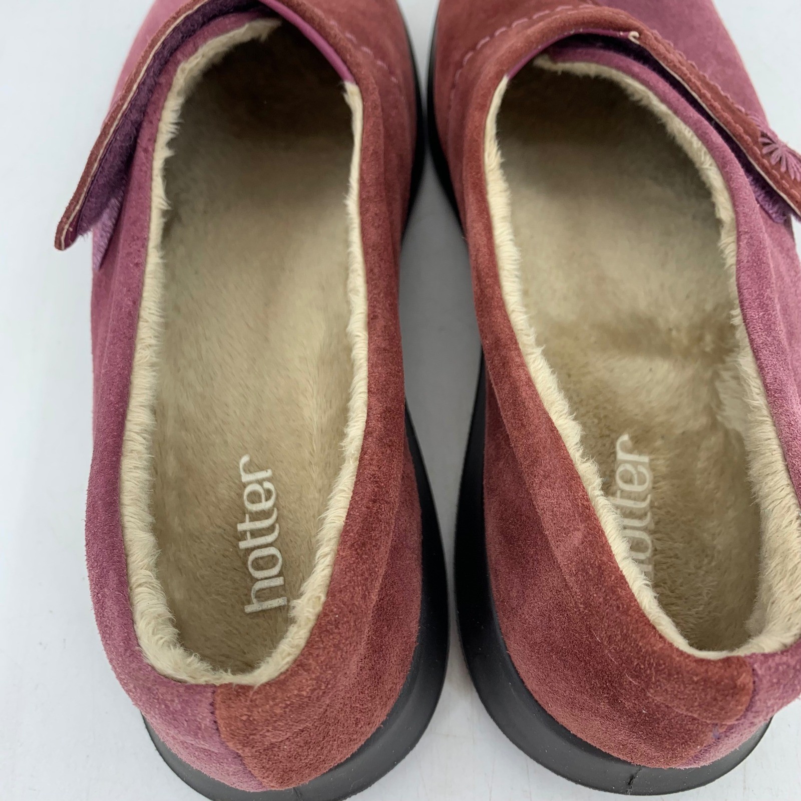 Hotter Suede Faux Fur Lined Comfort Loafer Shoes England Walking Minimalist Sz 9