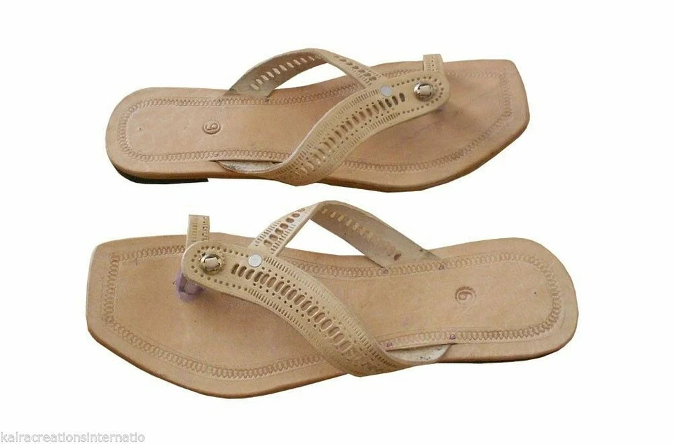 Women Slippers Traditional Handmade Leather Indian Camel Footwear Flat US 7.5