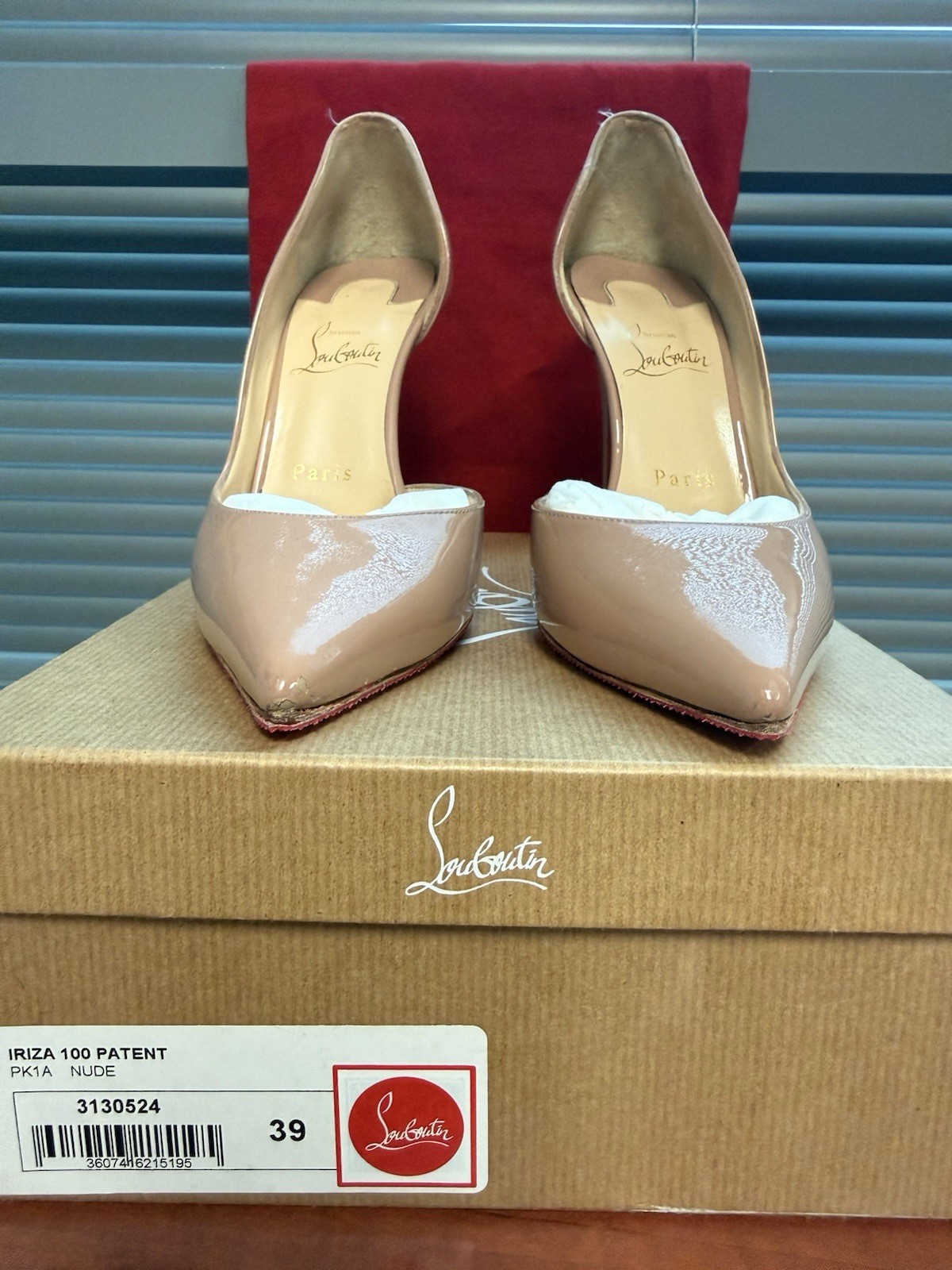 Ibiza 100 Christian Louboutin Designer Patent Leather Pointed Toe Pumps 8.5