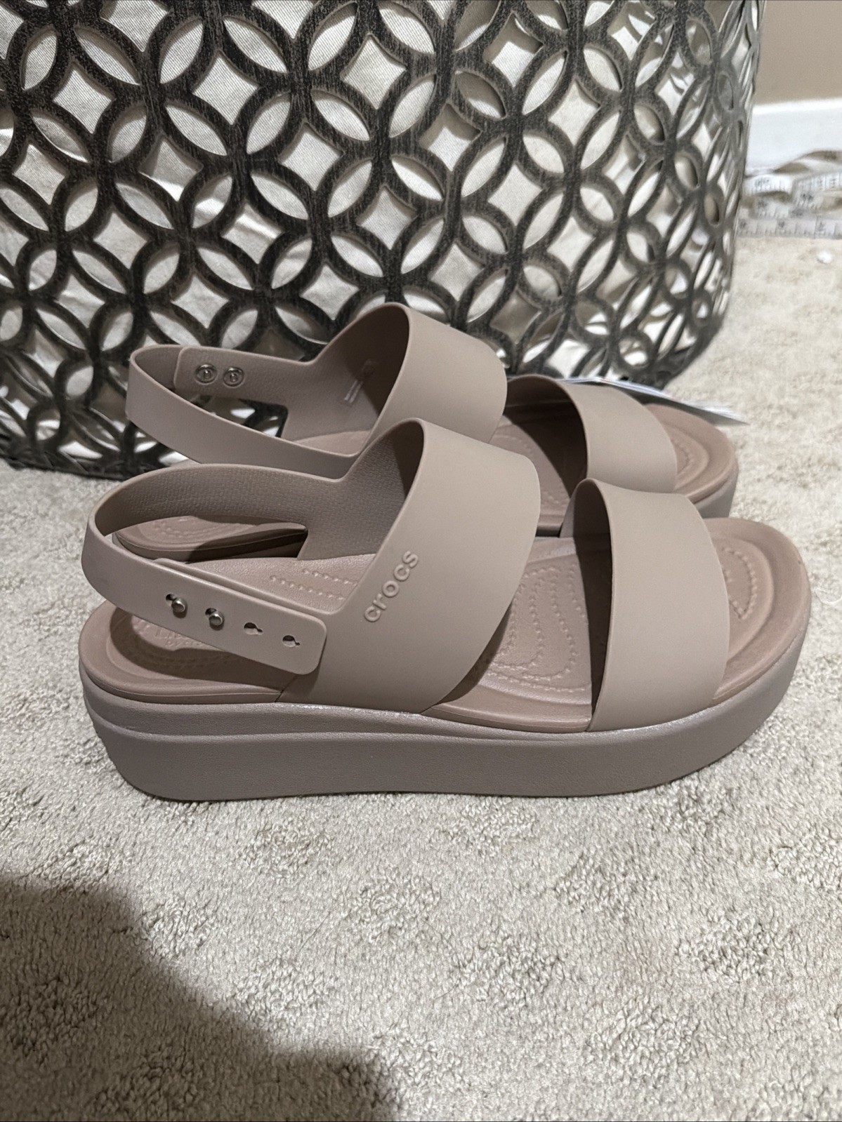 Crocs Brooklyn Low Wedge Cashew Sandals. Sz 9. NWT!