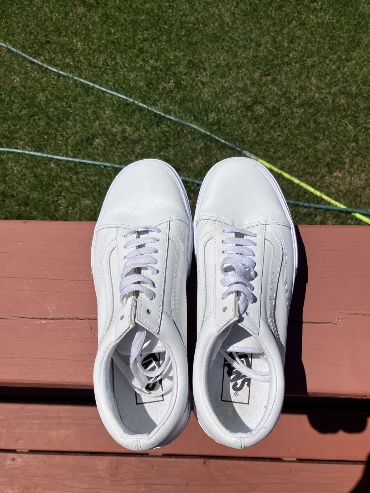 Vans Old Skool Stacked White Leather Platform Sneakers Women’s 8.5 / Men’s 7