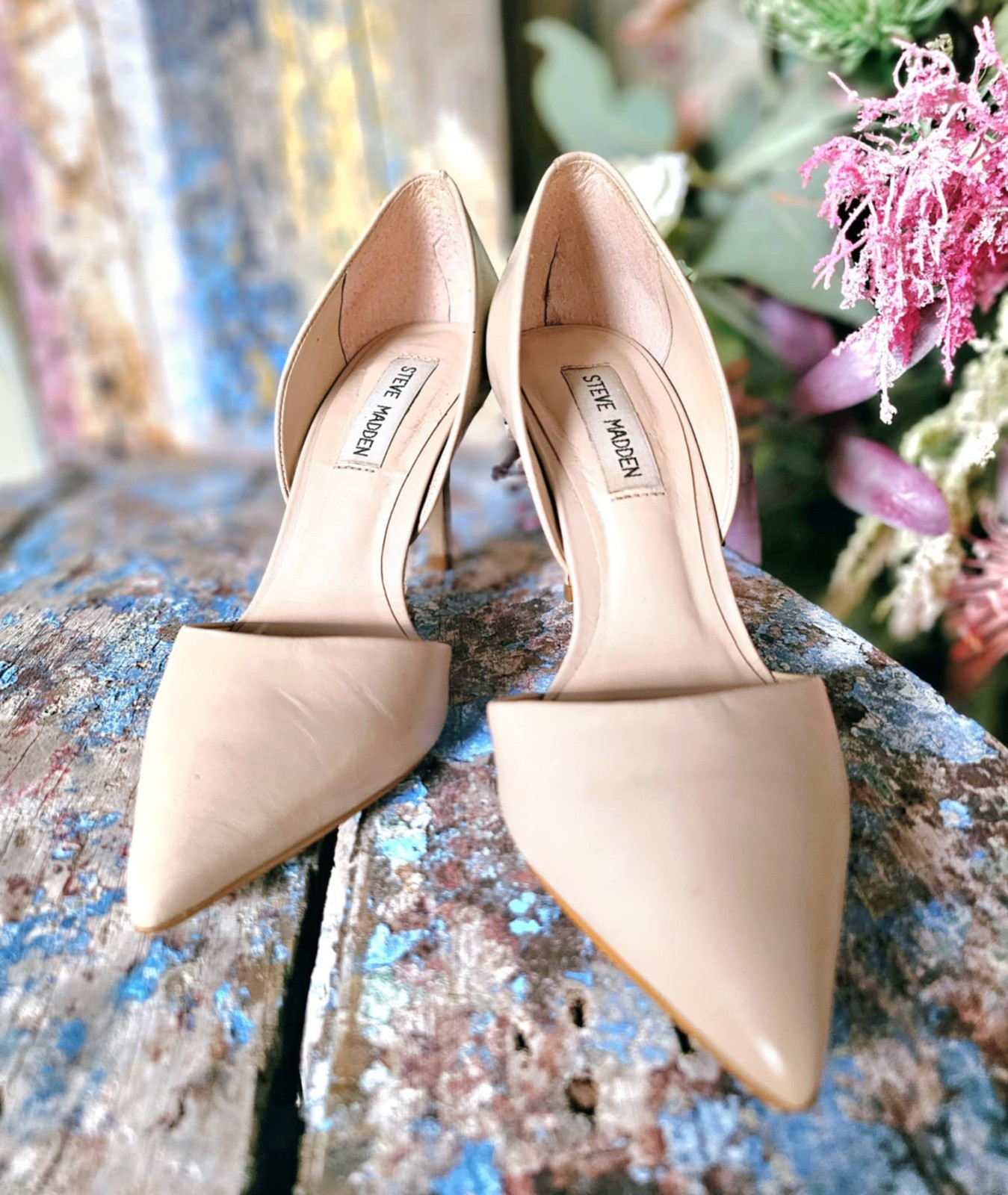 STEVE MADDEN Nude Beige Stilletto Closed Pointed Toe Heels Pumps SIZE AU 6.5 EUC