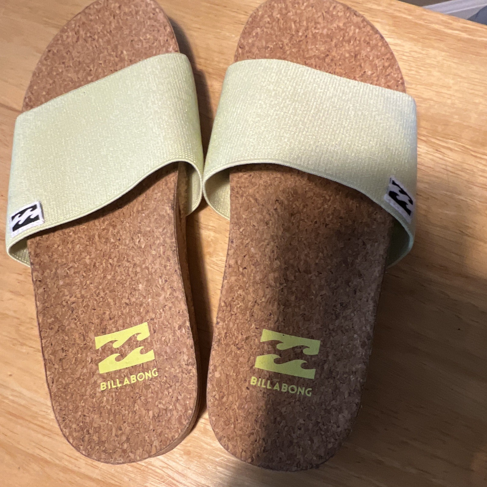 Billabong Women’s Slide Sandals Cork Footbed Beige/Brown US 7 Slip-On Logo