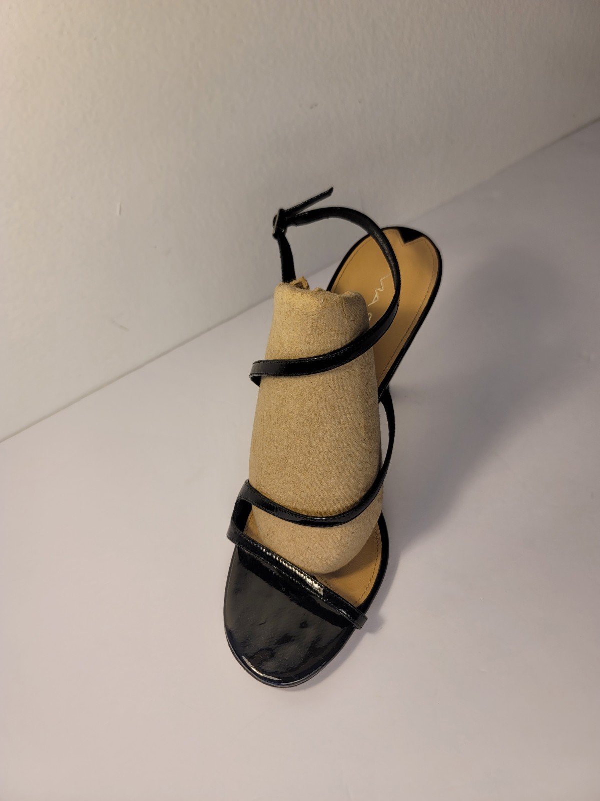 Via Spiga Black Patent Leather Strappy Slingback Sandals Heels Women’s Size 9M