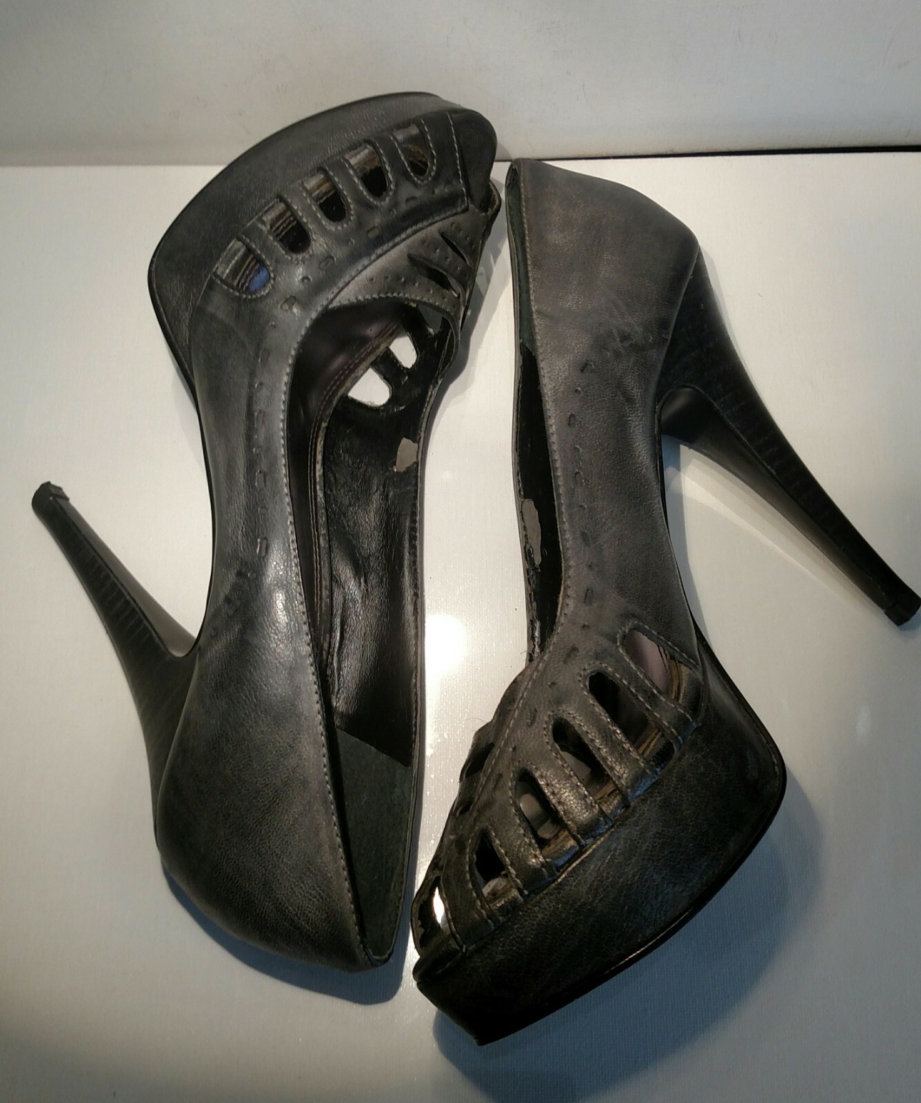 CHINESE LAUNDRY Sz9m gray leather 5.5inch heel 1.1inch platform