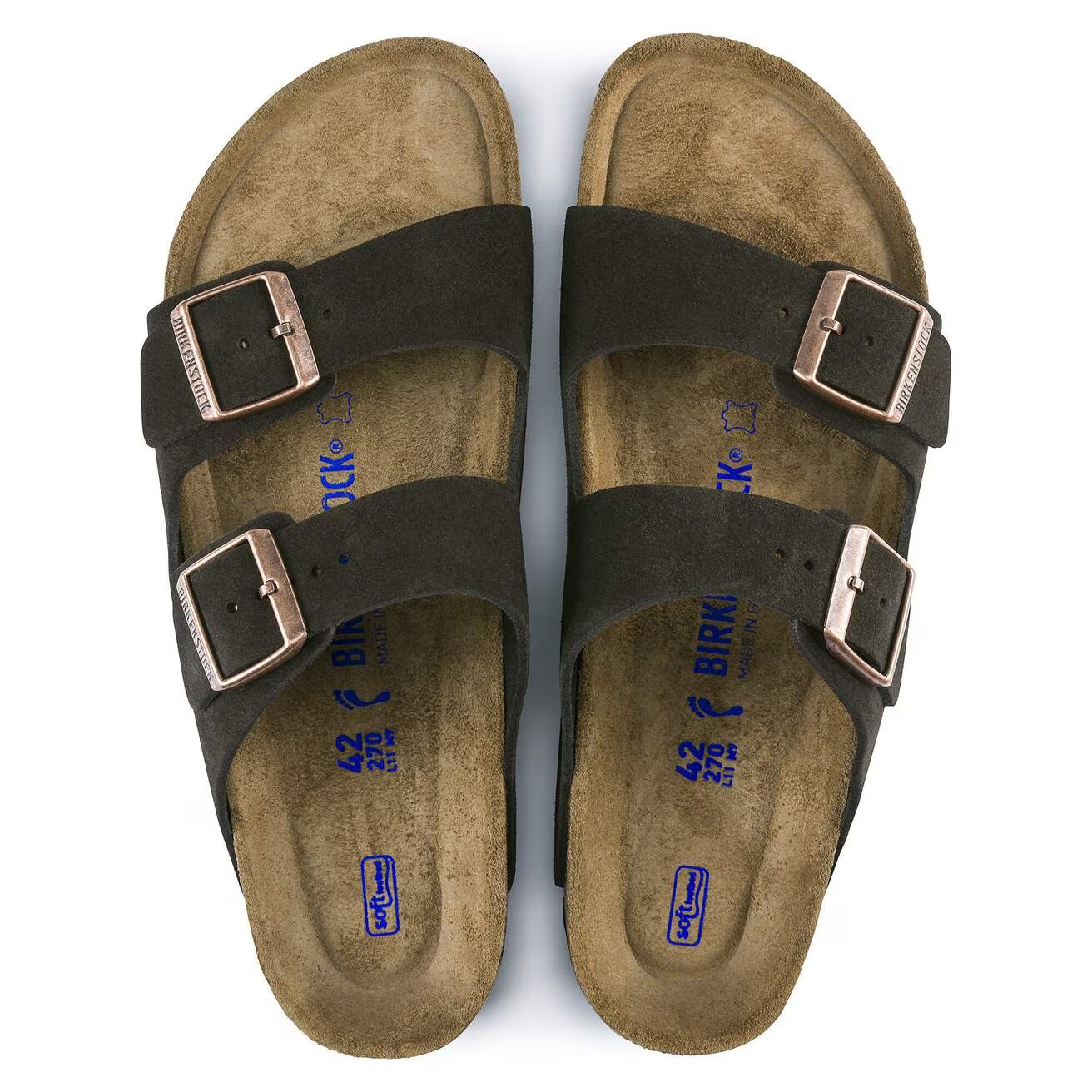 Birkenstock Arizona Soft Footbed Suede Leather Sandals Taupe Black Mocha Mink