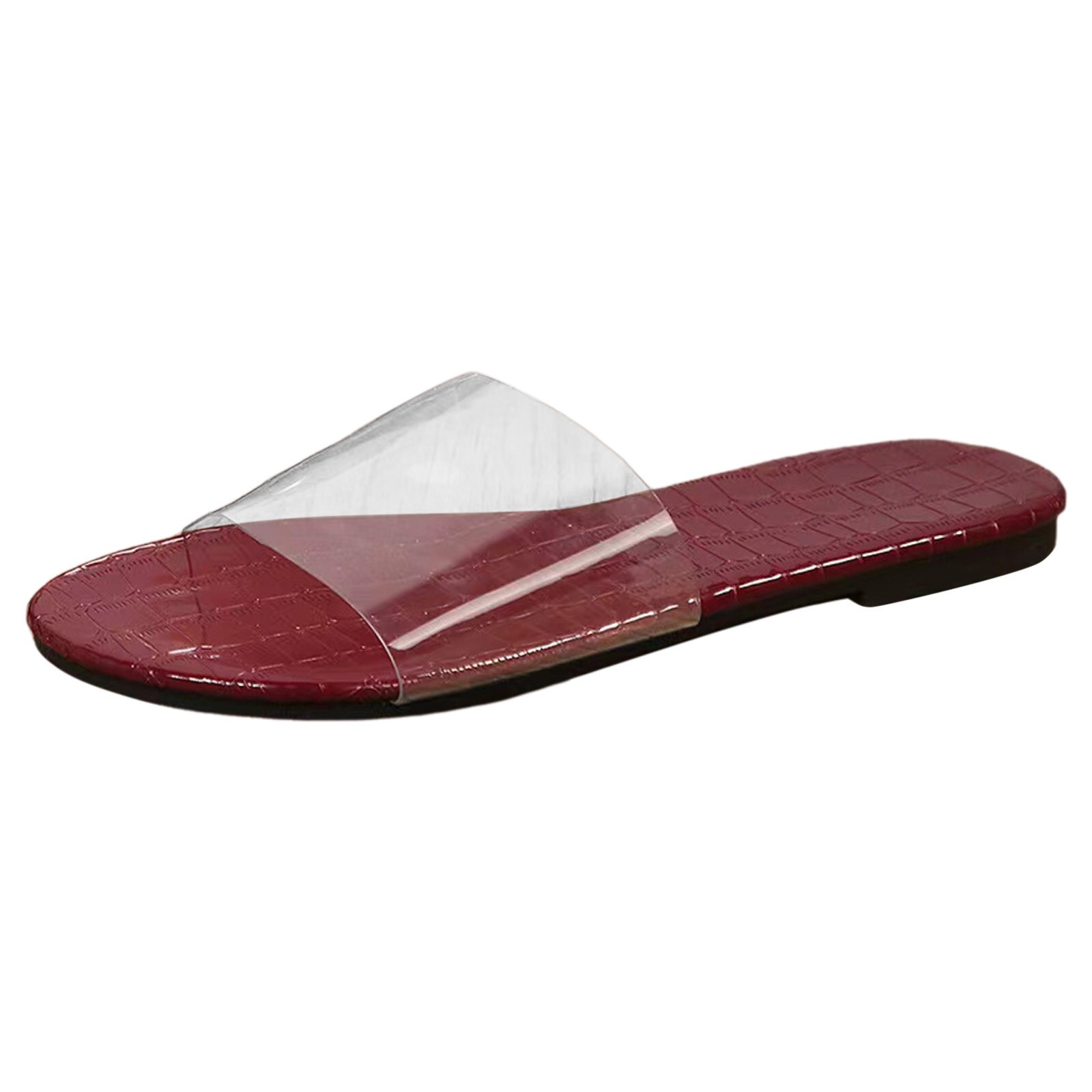 Women Sandals Slip On Summer Open Toe Clear Pvc Slippers Slip On Comfy Slides
