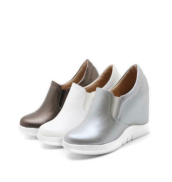 Women’s Casual Sneakers Hidden Wedge High Heel Round Toe Pumps Shoes Slip On Hot