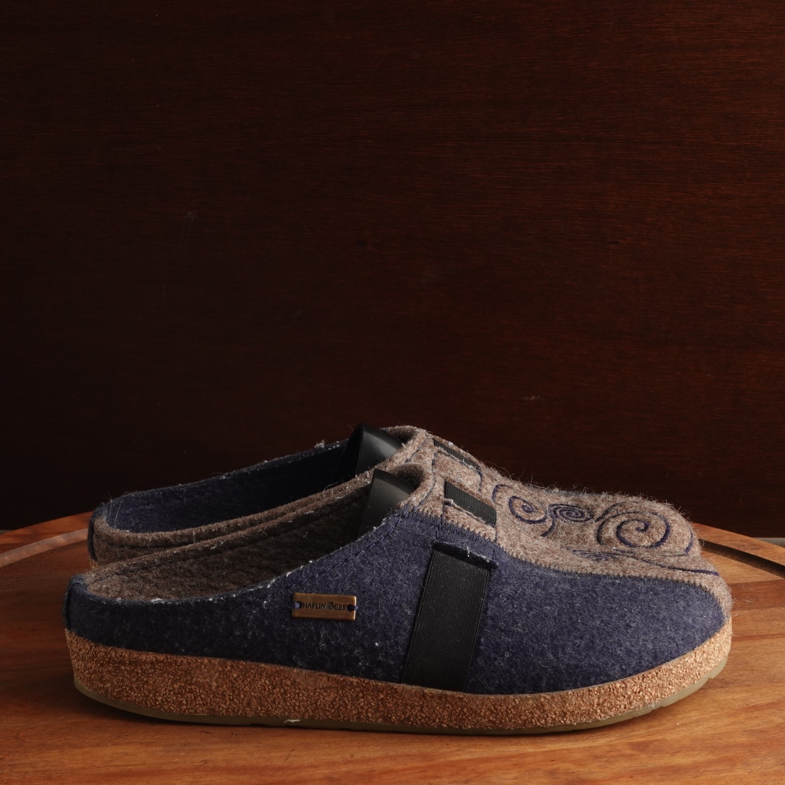 Haflinger Clogs Unisex SZ EU 41 US M8 W10 Blue Beige Magic Swirl Wool Slippers