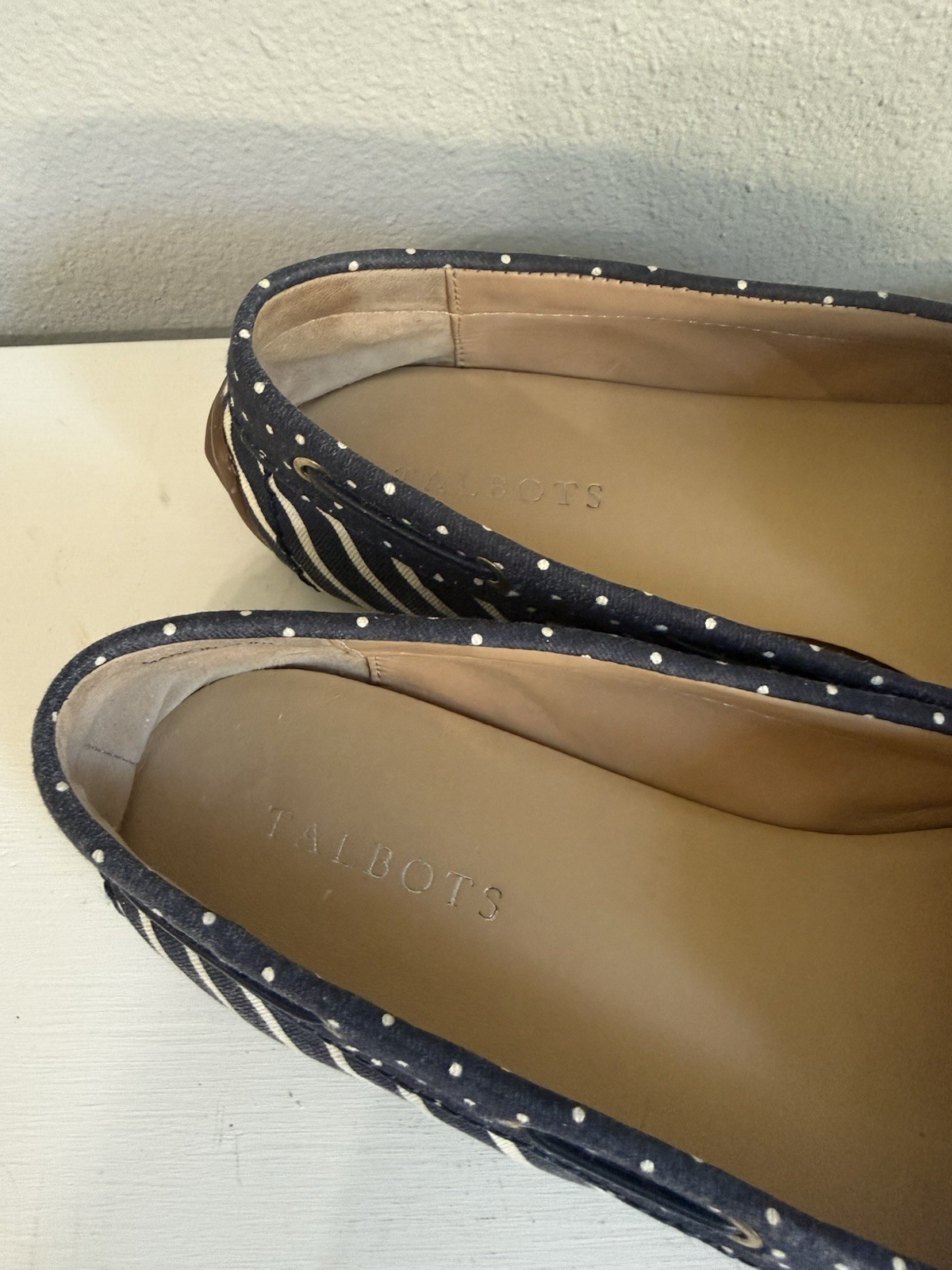Talbots Moccasins Women’s Casual Drive Flats Slip-Ons Blue/White US Size 9.5