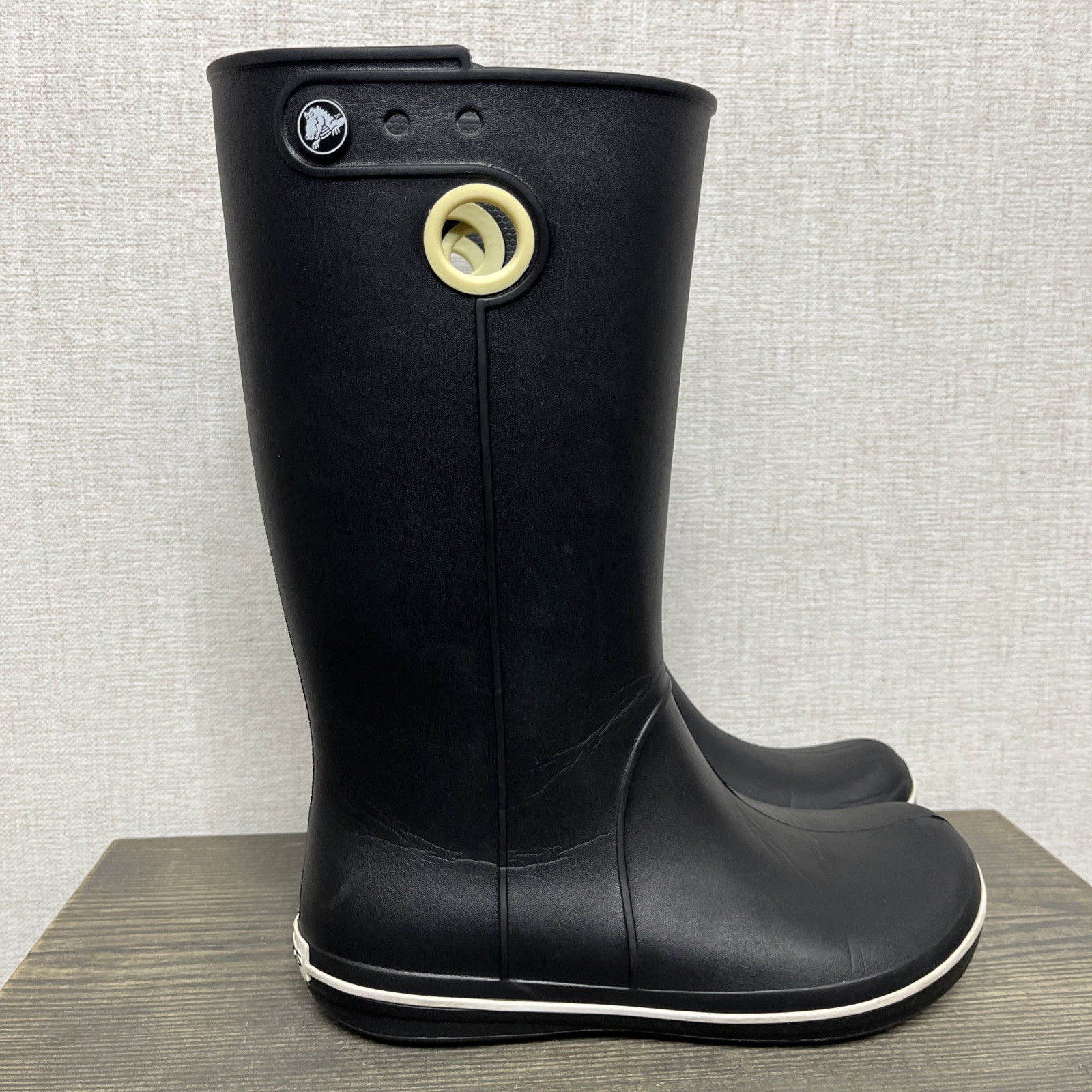 Crocs Jaunt Shorty Rain Boots WMNS 6 Black Pull-On Waterproof Lightweight 10970