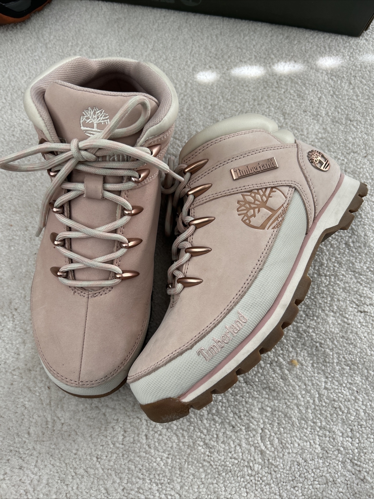 Timberland Euro Sprint Mid Hiker Light Pink Nubuck Leather Size 8.5