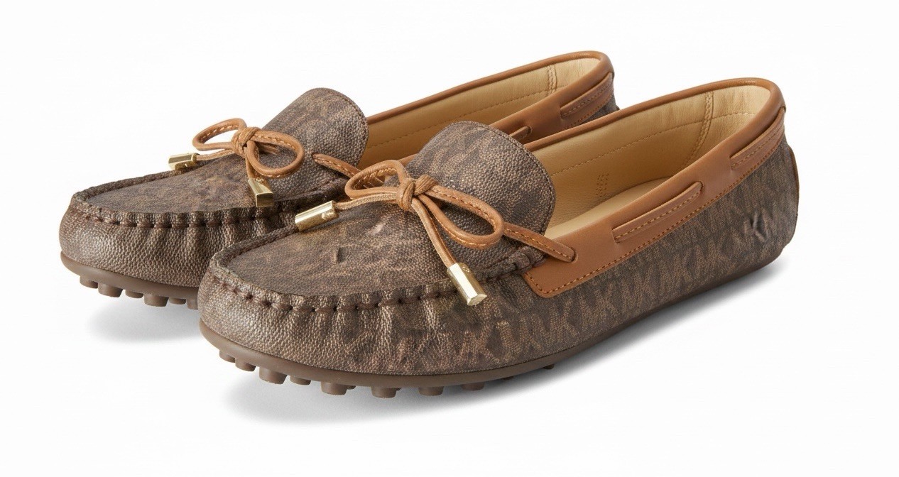 Michael Kors Moccasins Driver Loafers Brown MK Logo Flats Women’s Size 7 NWOB