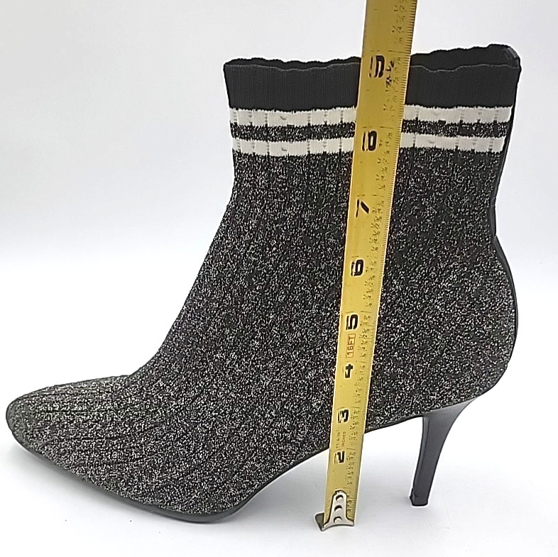 New Stuart Weitzman Waverly Sock Boots Ankle Black Gold Stretch Women’s 10M
